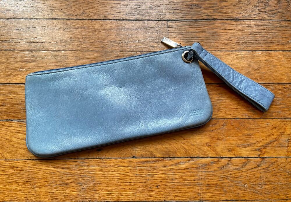 HOBO INTERNATIONAL Blue Leather Clutch/Wristlet